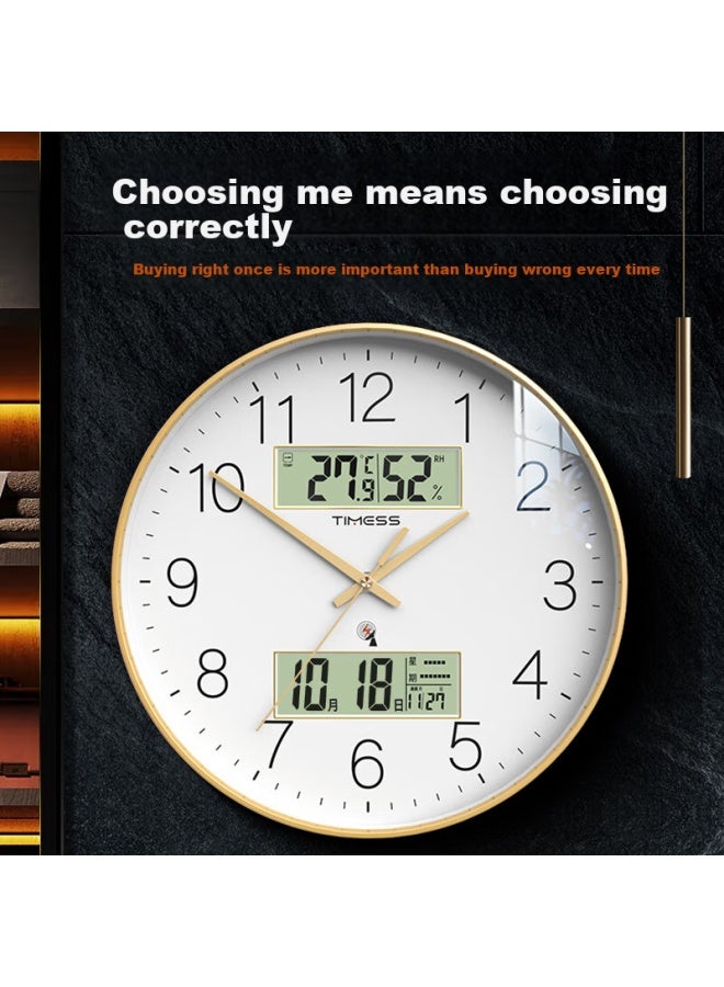 Timess Radio-controlled Wall Clock For Living Room, Home Use Model Flash Wave Perpetual Calendar With Temperature And Humidity Display 30cm - Image 3