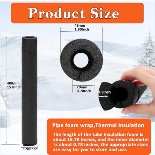MRPAPA 6 Pack Pipe Insulation Foam Tube - 15.7 Inches Black Pole Wrap Multi-Purpose Soft Foam Tubing for Outdoor Indoor Swimming Pool Handle Water Pipe Cover - Image 3
