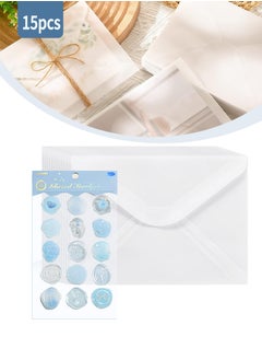 Beirui Envelopes, 15pcs Translucent Paper Envelopes and 15pcs sealing stickers, Kraft Envelopes, 125mm x 185mm Envelopes, for Invitation Postcard Envelopes, Wedding Birthday Party Greeting Card Envelopes  - Image 1