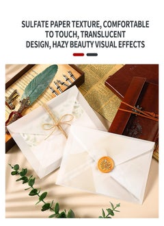 Beirui Envelopes, 15pcs Translucent Paper Envelopes and 15pcs sealing stickers, Kraft Envelopes, 125mm x 185mm Envelopes, for Invitation Postcard Envelopes, Wedding Birthday Party Greeting Card Envelopes  - Image 2