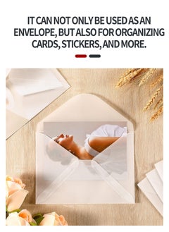 Beirui Envelopes, 15pcs Translucent Paper Envelopes and 15pcs sealing stickers, Kraft Envelopes, 125mm x 185mm Envelopes, for Invitation Postcard Envelopes, Wedding Birthday Party Greeting Card Envelopes  - Image 5