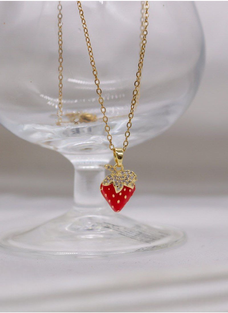 MANIKAN Cute Strawberry Layer Necklace For women Dainty Fruit-Inspired Jewelry Stainless Steel  - Image 1