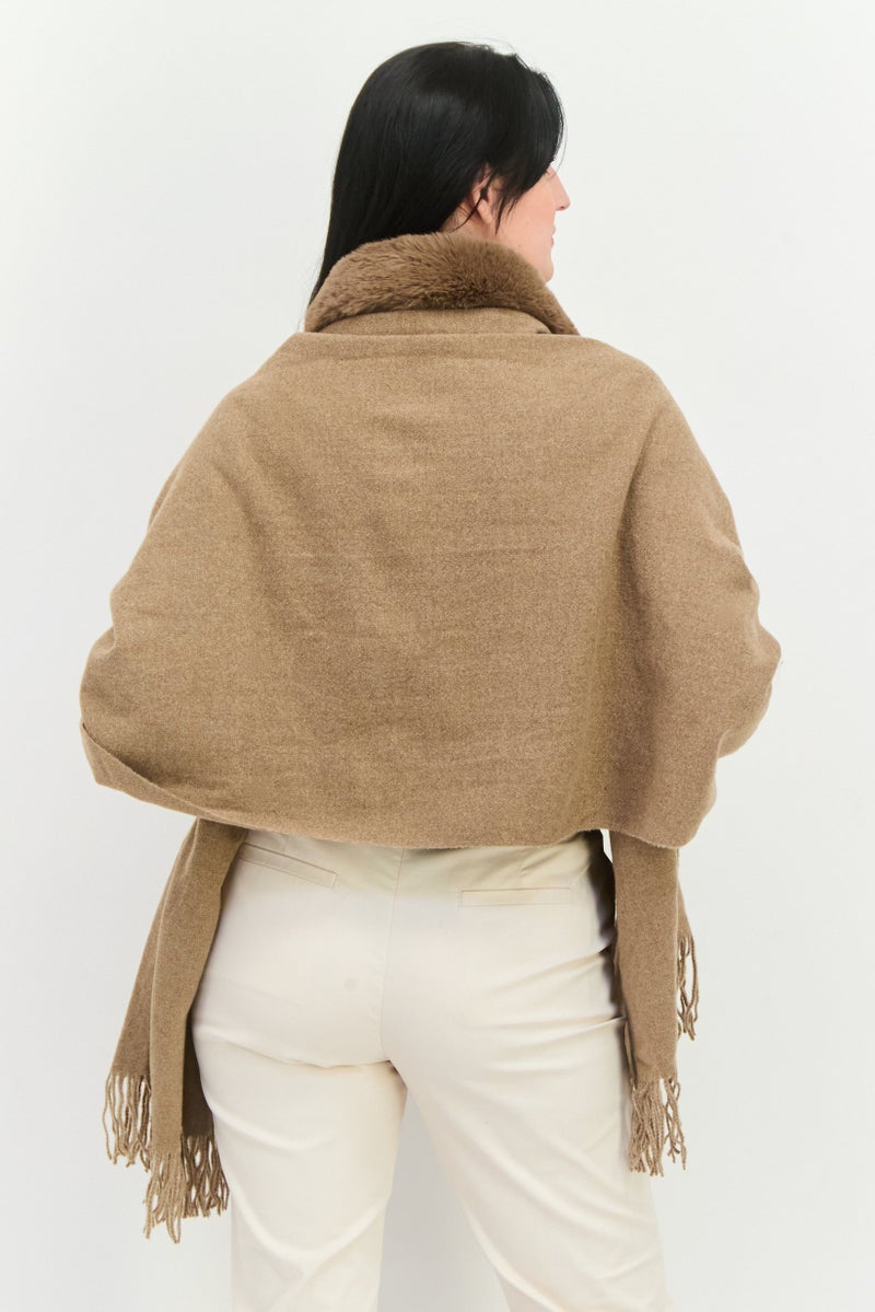 London Fog Women Faux Fur 160 x 60 cm Scarves, Dark Tan  - Image 4