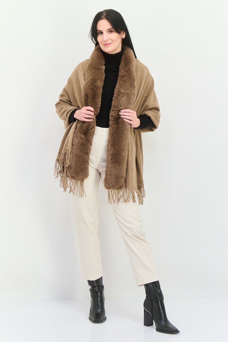 London Fog Women Faux Fur 160 x 60 cm Scarves, Dark Tan  - Image 2