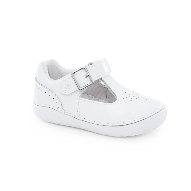 Stride Rite Girls SM Lucianne Mary Jane Flat White Patent 5 Toddler