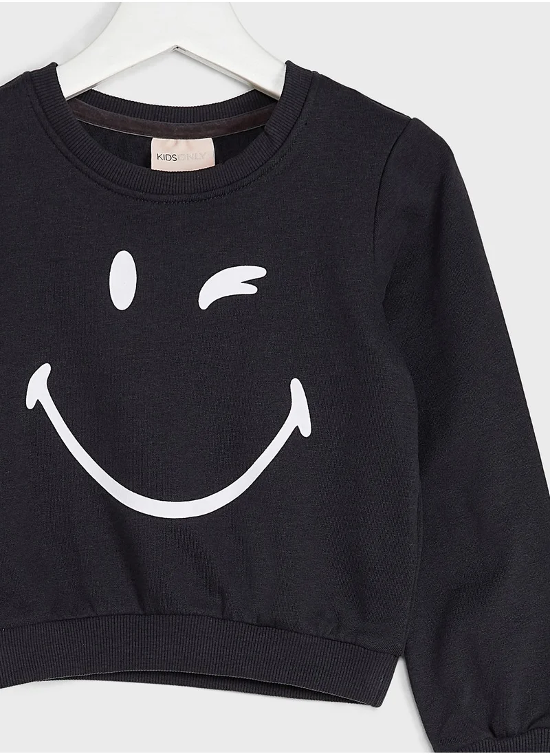 only_kids Kids Smiley Print Sweatshirt
