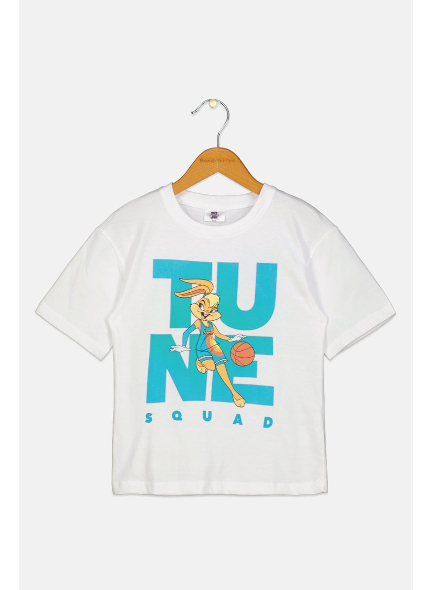Space Jam Kids Girl Graphic Print Short Sleeves T-Shirt, White  - Image 1