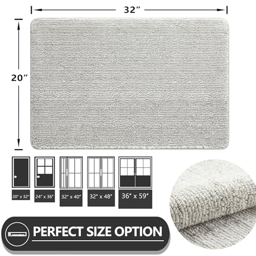 REFETONE Indoor Doormat, Front Door Mat 20"x32" Absorbent Rubber Backing Non Slip Back Door Mats, Washable Low-Profile Inside Floor Mat Door Rugs for Entryway, Resist Dirt Mud Mat for Dogs, Grey - Image 5
