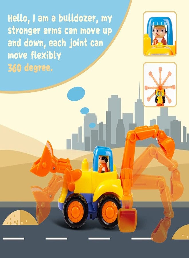 Woby Push and Go Friction Powered Car Toys Set Tractor Bulldozer Mixer Truck and Dumper for Baby Toddlers - Image 2