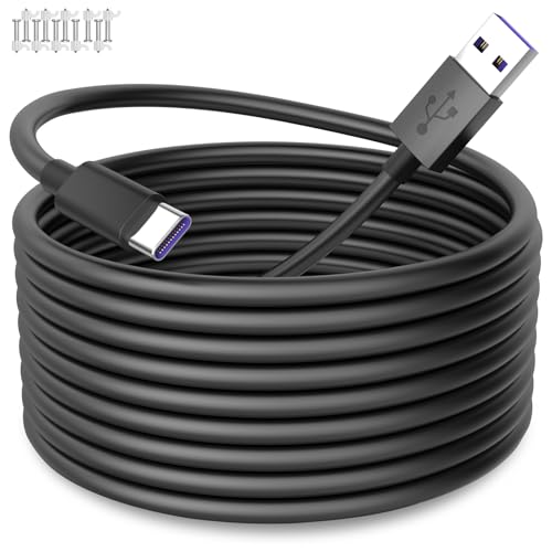 iMangoo USB to USB C Power Cable for CCTV Camera, 16FT Type C Long Power Extension Cable for Tapo TP-Link Xiaomi Mi eufy Security Camera Outdoor Indoor Cord with 10 Wire Clips Cable Nails White - Image 1