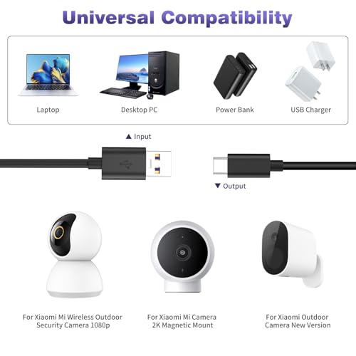 iMangoo USB to USB C Power Cable for CCTV Camera, 16FT Type C Long Power Extension Cable for Tapo TP-Link Xiaomi Mi eufy Security Camera Outdoor Indoor Cord with 10 Wire Clips Cable Nails White - Image 2