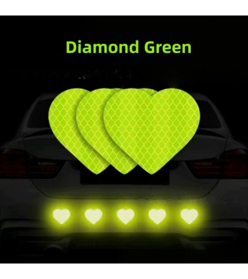 9 Universal Heart Shaped Reflective Stickers Rhinestone White Car Motorcycle Night Warning - Image 4