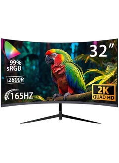 HILUKE 32-Inch Curved Gaming Monitor WQHD 2560 x 1440 165Hz Curved 2800R -1ms(OD), HDR, 300nits, sRGB 99%,  FreeSync Black  - Image 1