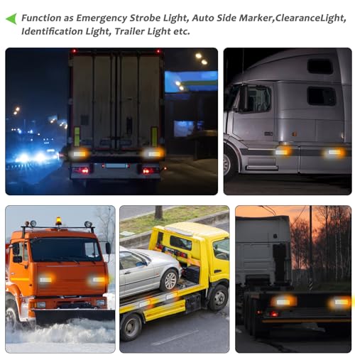 FEELOTAM Upgraded 2pcs Magnetic Flashing Hazard Amber White Strobe Lights for Trucks Vehicles Wireless Surface Mount Rechargeable Portable 42 LED Trailer Tow Beacon Warning Overside Road Light 5Patterns - Image 4