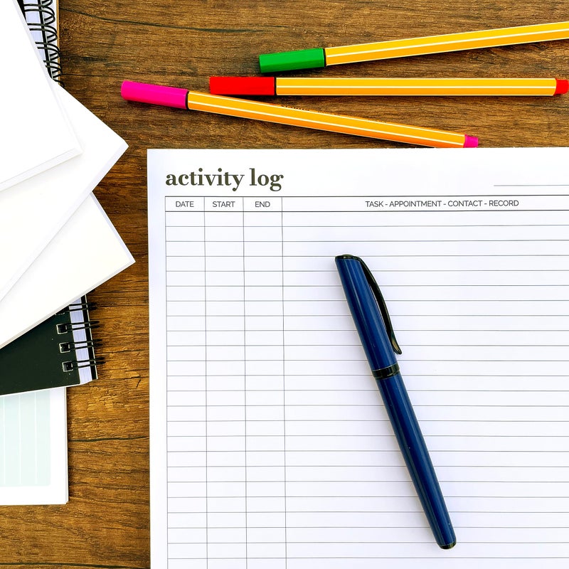 HADIGU Activity Log Notepad 11x8,5 - Organize and Track Tasks, Appointments, Contacts, Records - Premium Thick Paper - Letter Size - 50 Sheets -Hard Cardboard Back Stand - To Do List Notepad for Work, Daily - Image 2