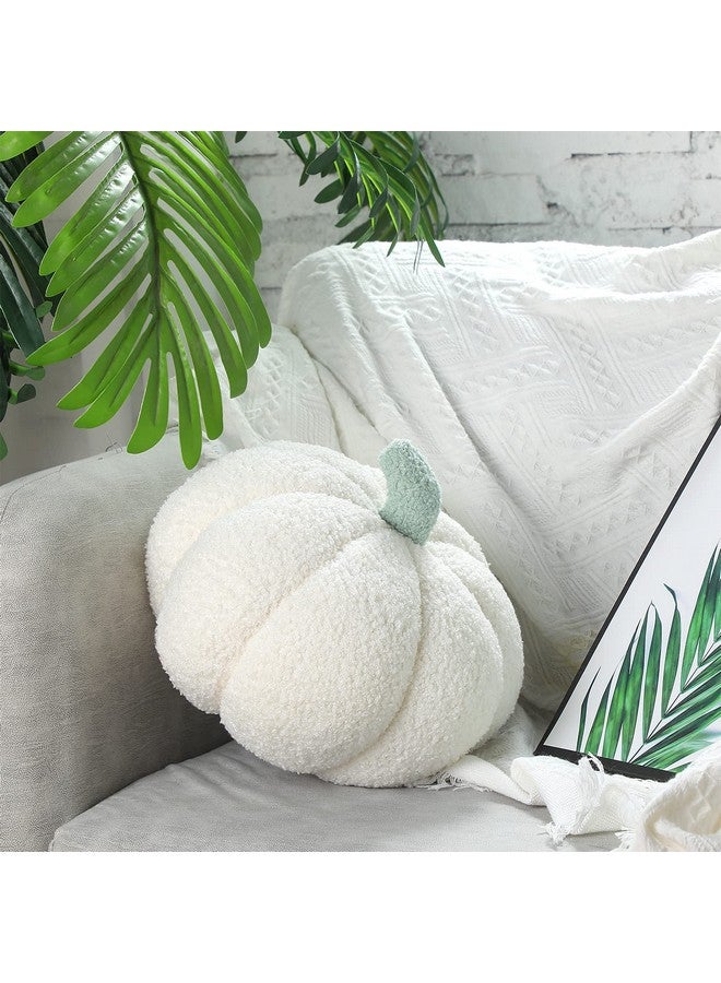 Queekay Queekay 2 Pcs Thanksgiving Fall Pumpkin Shaped Throw Pillow 11 x 9.5 Inch 3D Pumpkin Sofa Throw Pillow Cushion for Car Bedroom Home Decoration Couch(White)  - Image 4