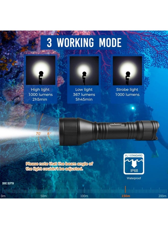 ORCATORCH مصباح الغوص D550 1000 لومن مصباح يدوي للغوص 3 أوضاع IP68 مقاوم للماء أضواء تحت الماء غوص ليلي مصباح غواصة مع حزام للمعصم لاستكشاف الهواء الطلق رياضات تحت الماء - Image 4