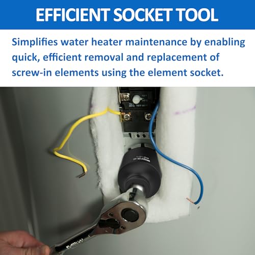 Timsec 1-1/2" Socket, Water Heater Element Wrench with 1/2" Drive, Ideal for Removing & Replacing All Residential Screw-in Water Heater Elements, Fits for Camco, GE and More, 6-Point Anti-Rounding Design - Image 5