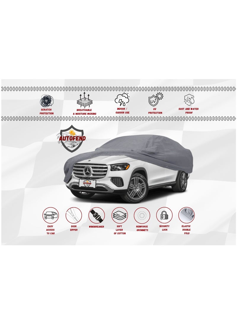 Zipporah All Weather Premium Lightweight 6-Layers Protective Car Cover 210T Compatible for 2020-2025 Mercedes Benz GLS with Left Driver Side Door Zipper, Security Lock and Mirror Pockets - Image 4