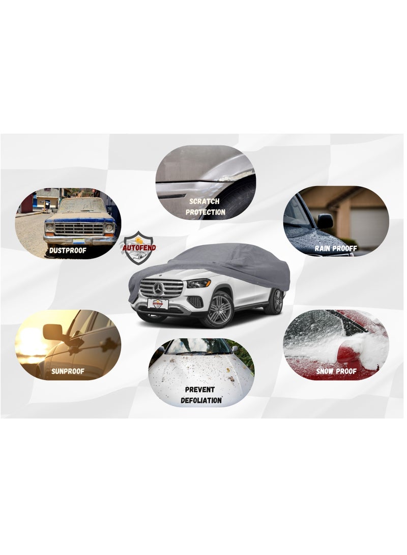 Zipporah All Weather Premium Lightweight 6-Layers Protective Car Cover 210T Compatible for 2020-2025 Mercedes Benz GLS with Left Driver Side Door Zipper, Security Lock and Mirror Pockets - Image 5