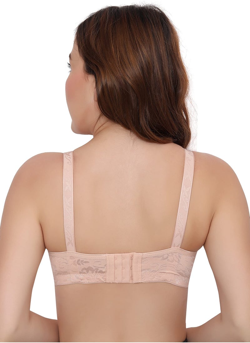Glamroot - Women's Full Coverage Padded Seamless Wirefree Comfort Everyday Bra, Beige, B-Cup - Image 1
