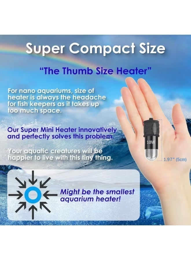 صغيرة سخان حوض السمك 10W سوبر صغيرة سخان خزان الأسماك مع ترموستات العرض الرقمي ، 5V / 2A USB مدعومة سخان خزان بيتا سخان السلاحف سخان حوض السمك الصغير للخزانات تصل إلى 1 غالون - Image 2