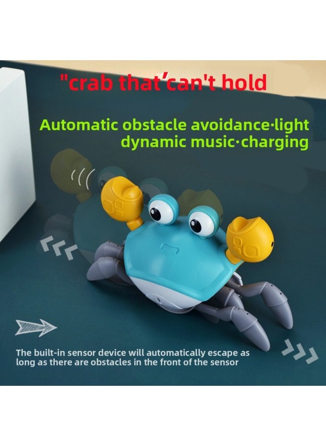 Induction Escape Crab Rechargeable Automatic Obstacle Avoidance Stall Night Market Children Toddler Toys-Color:Electric Induction Crab-cyan  - Image 2