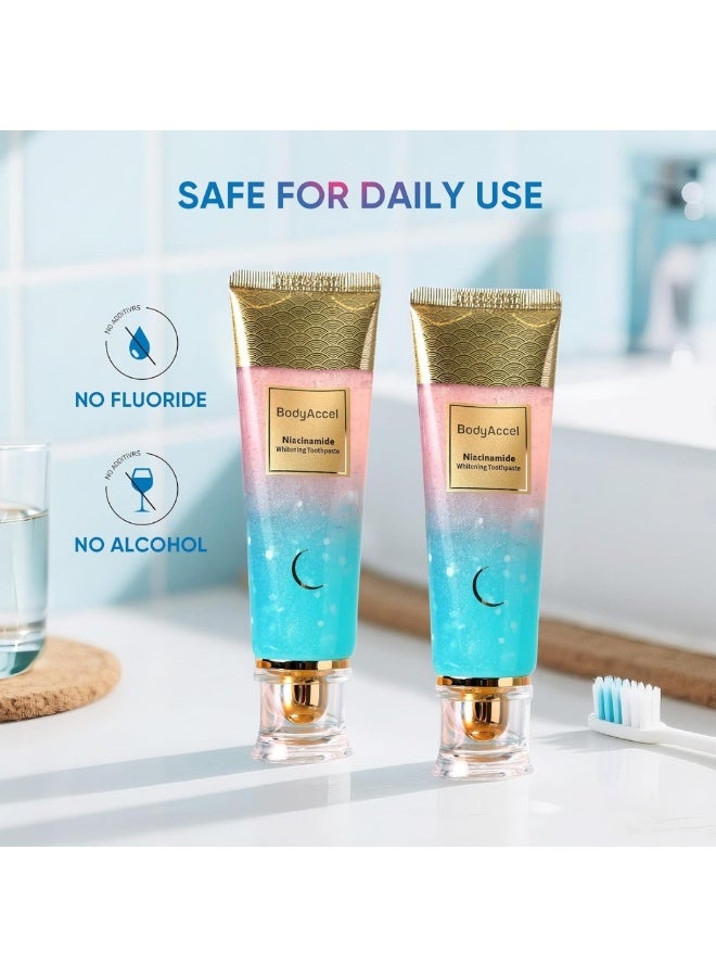BodyAccel معجون أسنان نياكيناميد للتبييض 100 جرام - معجون تبييض طبيعي بنياكيناميد بتركيبة لطيفة لأسنان أكثر إشراقًا وتنفس منعش - معجون أسنان نياكيناميد لإزالة البقع وتبييض الأسنان - معجون أسنان BodyAccel - Image 5