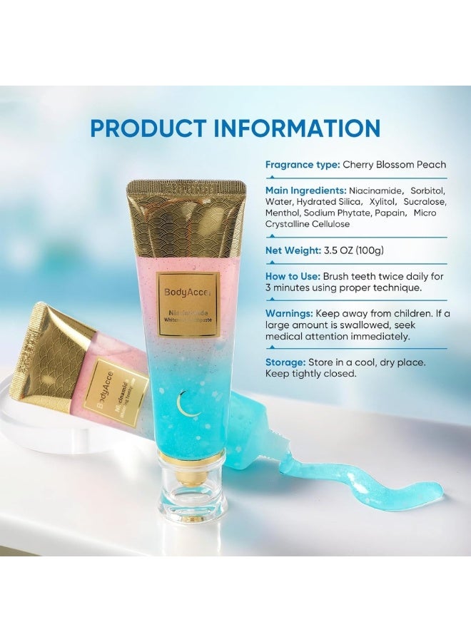 BodyAccel معجون أسنان نياكيناميد للتبييض 100 جرام - معجون تبييض طبيعي بنياكيناميد بتركيبة لطيفة لأسنان أكثر إشراقًا وتنفس منعش - معجون أسنان نياكيناميد لإزالة البقع وتبييض الأسنان - معجون أسنان BodyAccel - Image 4