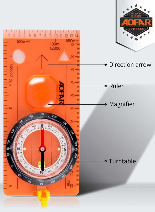 AOFAR Orienteering Compass AF-5C for Hiking, Boy Scout Compass for Kids - Professional Field Compass for Map Reading,Navigation and Survival Lightweight - Mini Camping Compass - Image 2