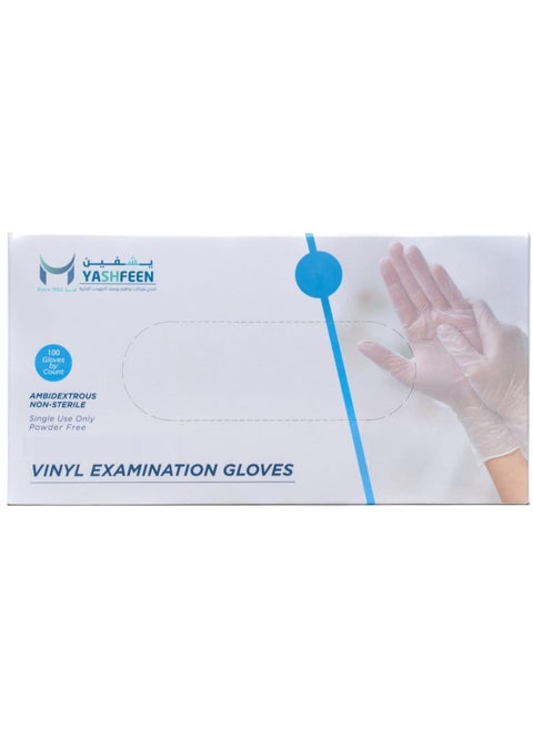 100-Piece Medical Powder-Free Vinyl Gloves Clear, Large