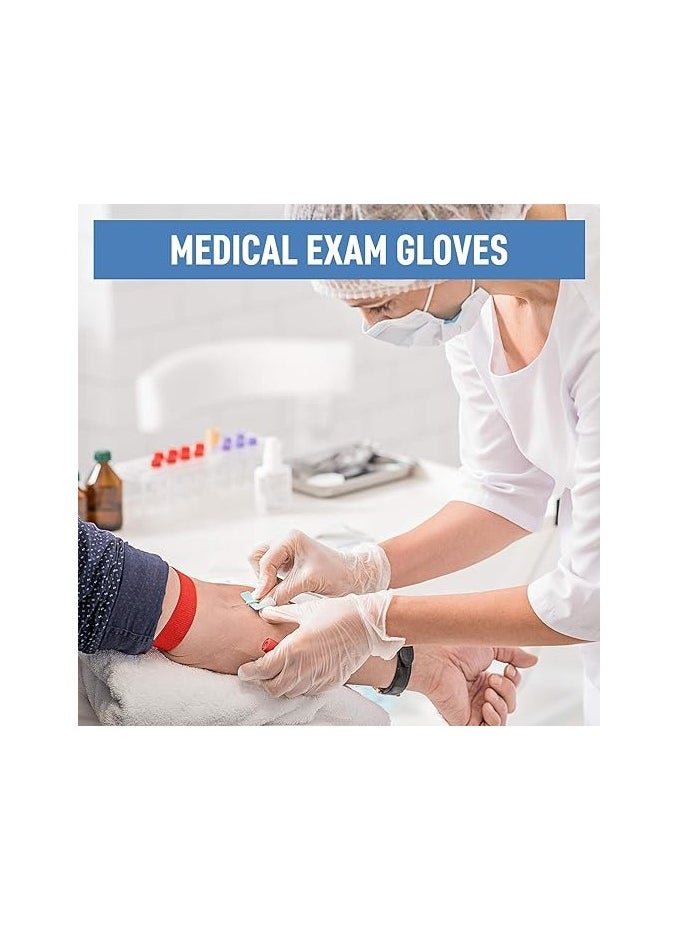 100-Piece Medical Powder-Free Vinyl Gloves Clear, Large