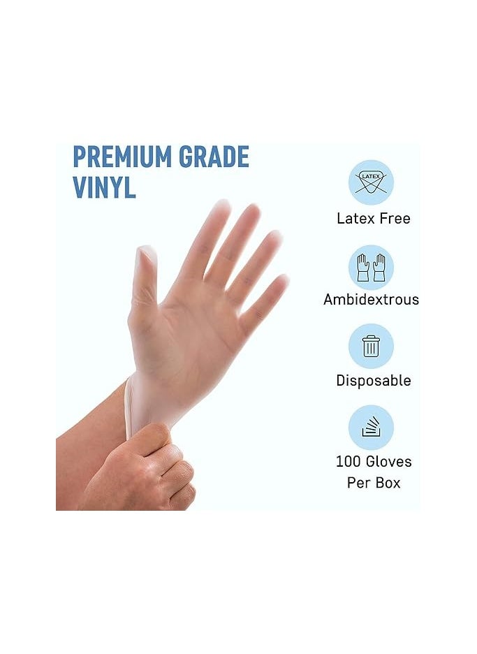 100-Piece Medical Powder-Free Vinyl Gloves Clear, Large