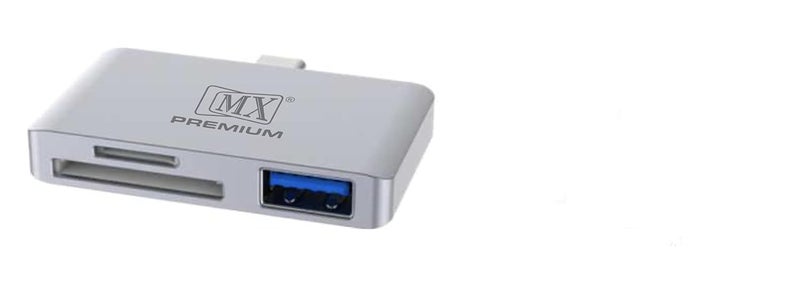MXP-USMS-ADP USB-C to USB-A + SD/MicroSD Card Reader – Type-C Adapter for MacBook, Chromebook, Windows, Tablets & Smartphones – 2-in-1 OTG Hub for Data Transfer