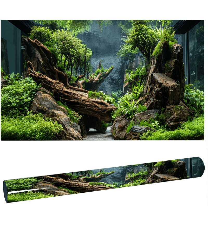 Self Adhesive 3D Aquarium Background 61x30cm Realistic Reef Plants Decor - Image 1