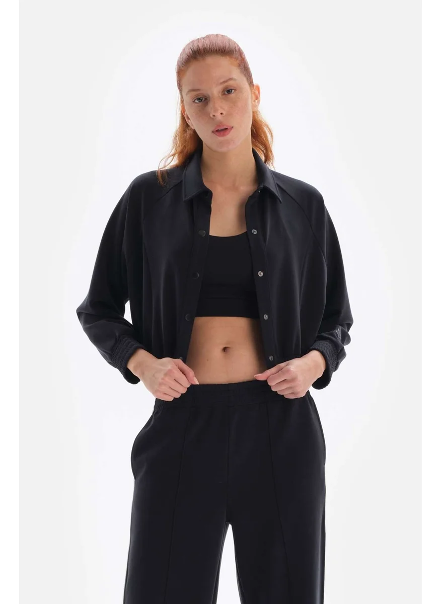 داجي Black Women's Jacket Buttoned Cupro