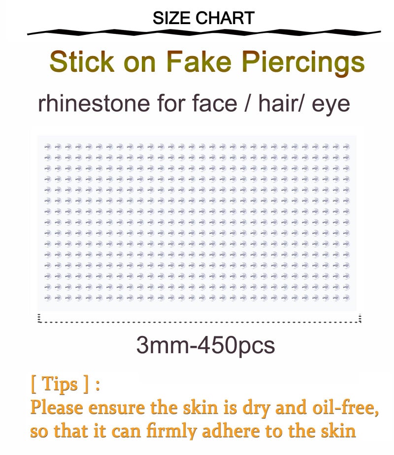 Longita Fake Piercings Fake Nose Ring Faux Septum non Piercing Lip Ring Cuff Faux Nose Stud Stick on Face Gems no Piered Eyebrow Labret Stud Clip on Belly Button Rings - Image 3