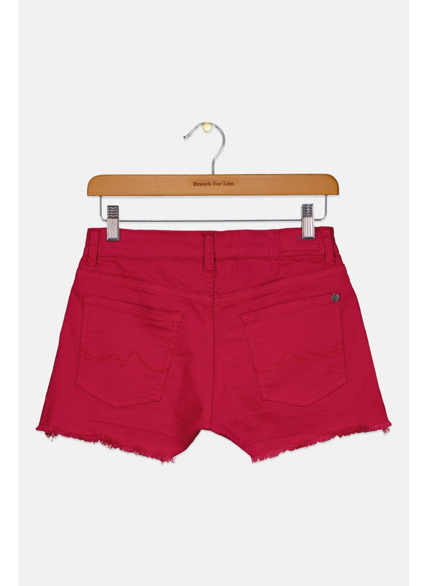 Pepe Jeans - Kids Girl Plain Denim Shorts, Dark Pink - Image 1