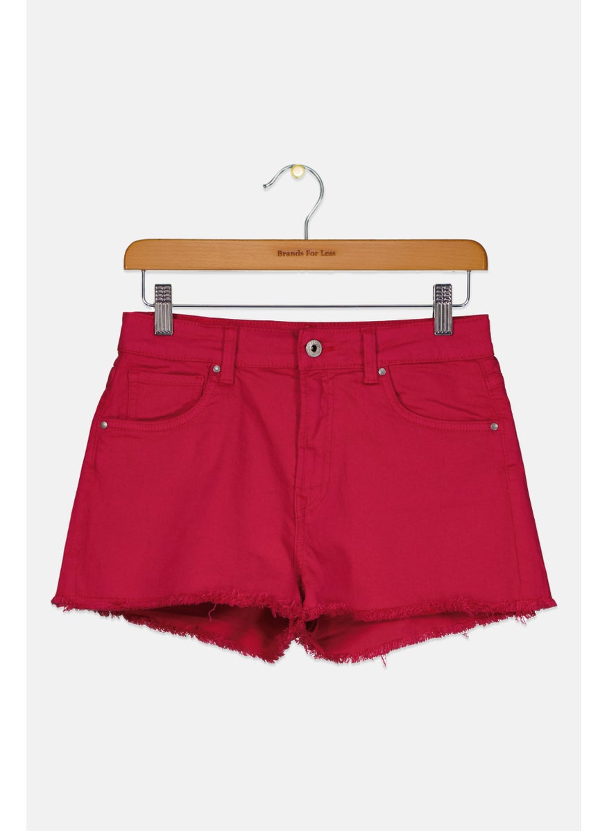 Pepe Jeans - Kids Girl Plain Denim Shorts, Dark Pink - Image 1