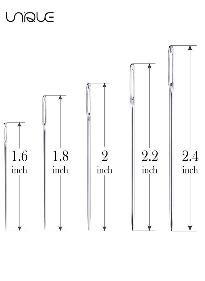 Large Eye Needles, 25 Pcs Large Eye Stitching Needles for Hand Sewing With 5 Different Sizes With Clear Storage Tube Stainless Steel Needles for Handicrafts, Sewn Needles