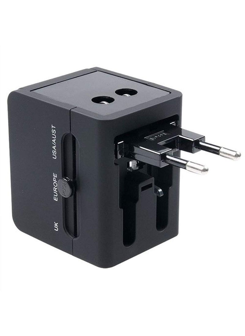 HI PLASST PINS N PLUGS HiPlasst Universal Charger Adapter with 2 USB International Worldwide AllinOne Travel Charger Plug for USA Canada UK Europe Dubai Asia Fast Charging Adapter with Universal Socket  - Image 1