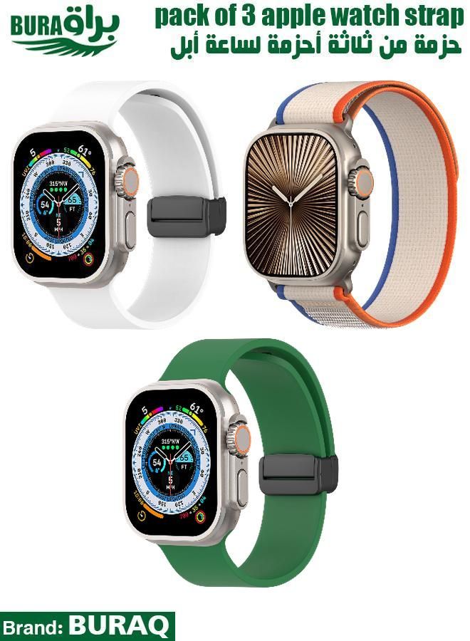 BURAQ Apple Watch Band Strap For Apple Watch Ultra 2/Ultra 49mm, Series 10 46mm, 9/8/7 45mm, SE2/SE/6/5/4 44mm, 3/2/1 42mm