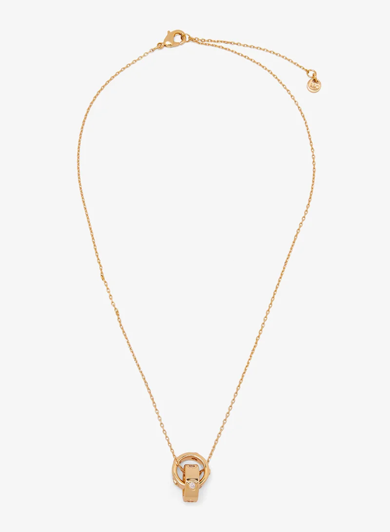 Michael Kors MK Logo 406mm Gold Logo Cubic Zirconia Ladies Necklace