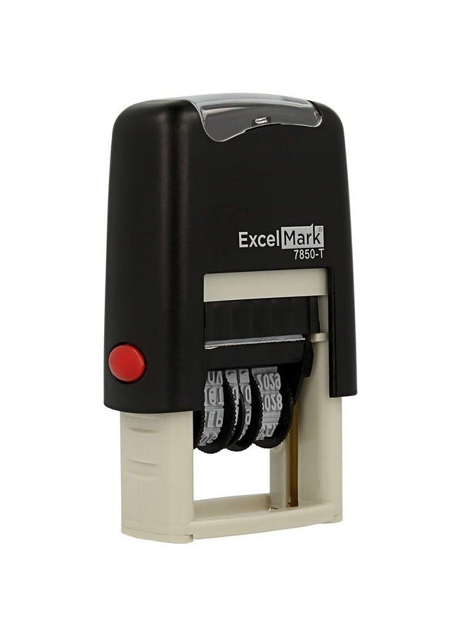 ExcelMark - Excelmark Self-Inking Rubber Date Stamp - Compact Size - Red Ink - Image 1