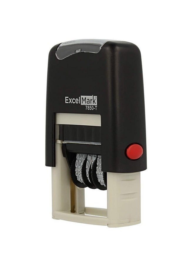 ExcelMark - Excelmark Self-Inking Rubber Date Stamp - Compact Size - Red Ink - Image 1