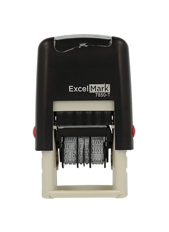 ExcelMark - Excelmark Self-Inking Rubber Date Stamp - Compact Size - Red Ink - Image 1