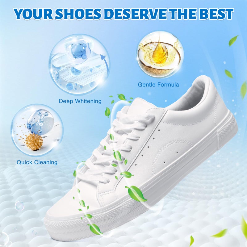 Jevvu Shoe Cleaner, 6.76fl.oz Sneaker Cleaner Foam for Removing Stains and Dirt, Shoe Cleaning Kit for White Shoes, Leather, Knit, Boots, Canvas, Fabric, Tennis - Image 3