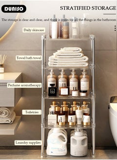 DUNISO 5-Layer Shower Caddy Corner Shelves, Bathroom Storage Shelves for Space Saving, Multifunctional Shower Caddy Organizer Shelf, Freestanding Shelving Unit, Open Storage Rack for Bathroom, Kitchen, Laundry  - Image 3