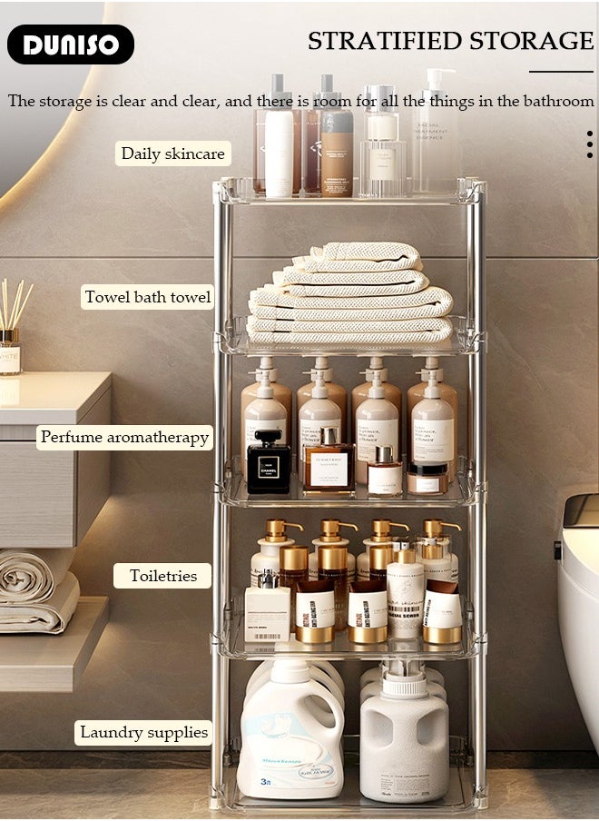 DUNISO 5-Layer Shower Caddy Corner Shelves, Bathroom Storage Shelves for Space Saving, Multifunctional Shower Caddy Organizer Shelf, Freestanding Shelving Unit, Open Storage Rack for Bathroom, Kitchen, Laundry  - Image 3