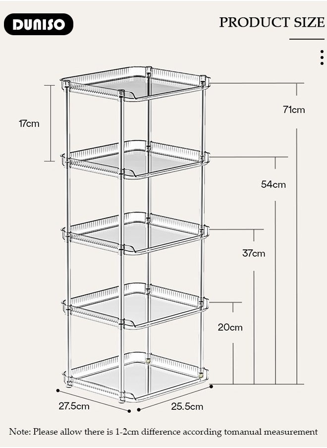 DUNISO 5-Layer Shower Caddy Corner Shelves, Bathroom Storage Shelves for Space Saving, Multifunctional Shower Caddy Organizer Shelf, Freestanding Shelving Unit, Open Storage Rack for Bathroom, Kitchen, Laundry  - Image 4